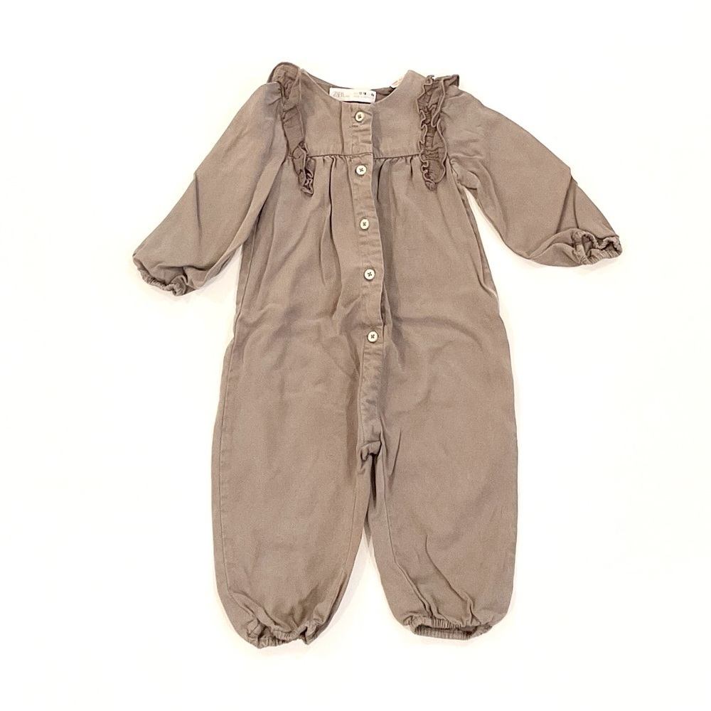 Zara 12-18M Button Up Ruffle Romper - Picture 4 of 4